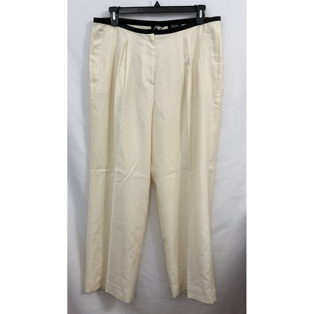 NWT J.Crew Collection Sz 16 Pleated Wide leg‎ Ivory Tuxedo Pants Italian Wool